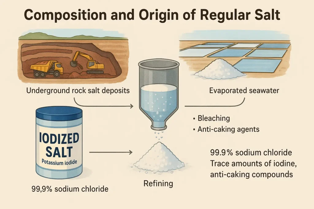 Pink Salt Vs Regular Salt: Which One Is Healthier For You 4 Composition and origin of regular salt
