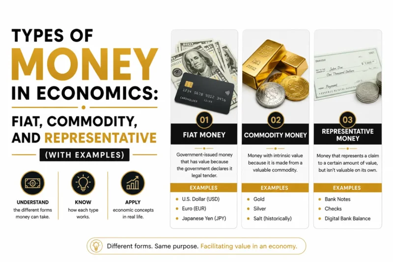 Types of Money in Economics: Fiat, Commodity, and Representative (With Examples)