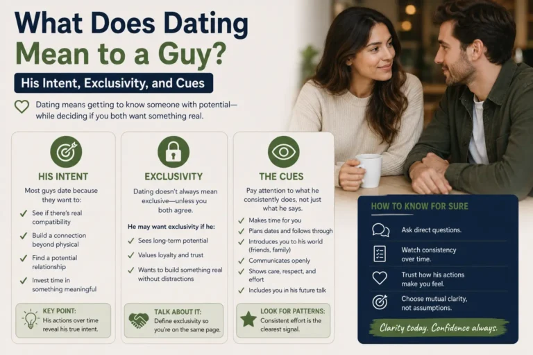 What does dating mean to a guy? His intent, exclusivity, and cues