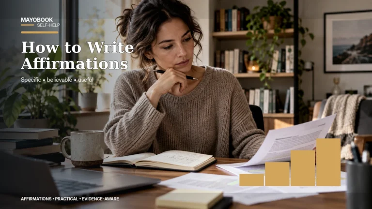 Person rewriting an affirmation to make it more specific and believable