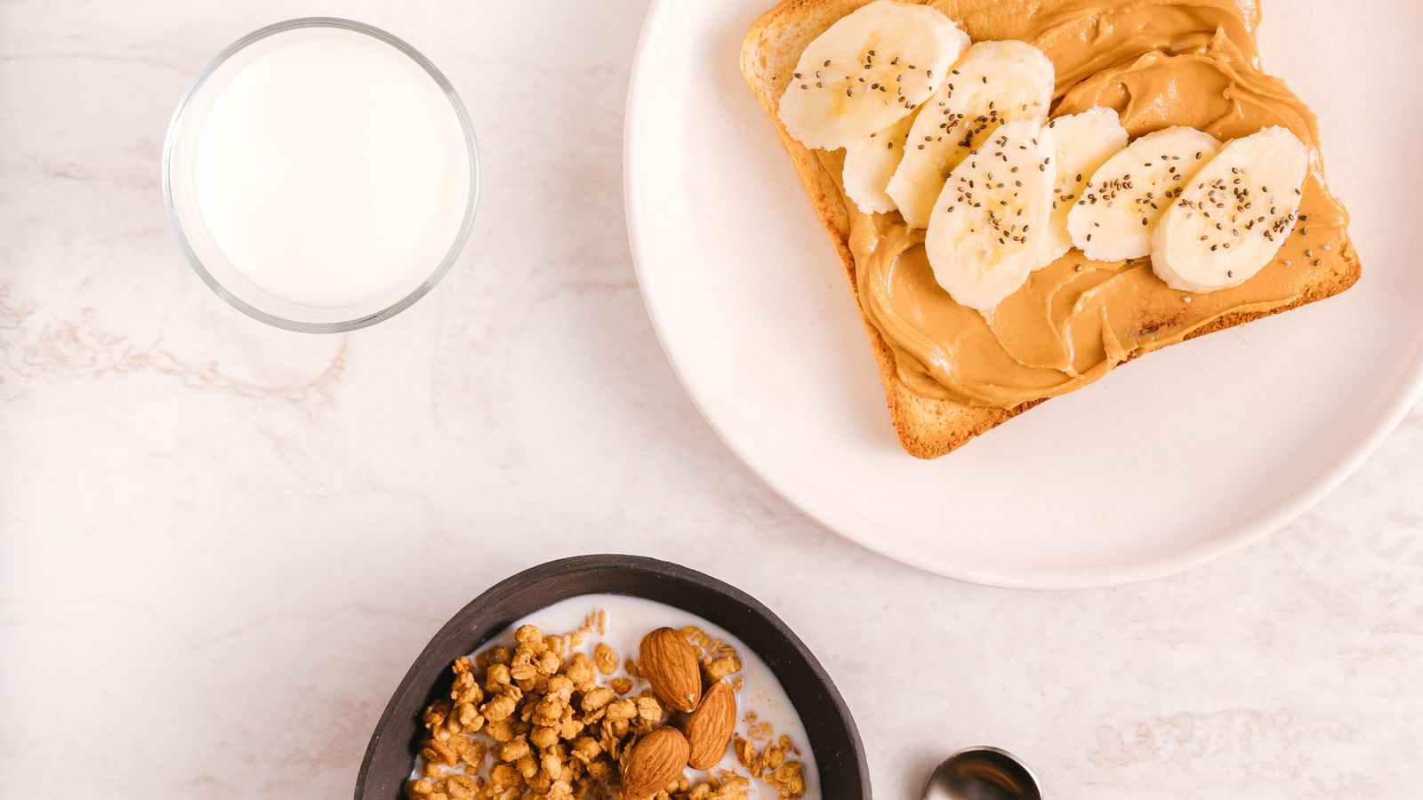 Banana toast with oatmeal and nuts illustrating small nourishing GLP-1 meals for low appetite